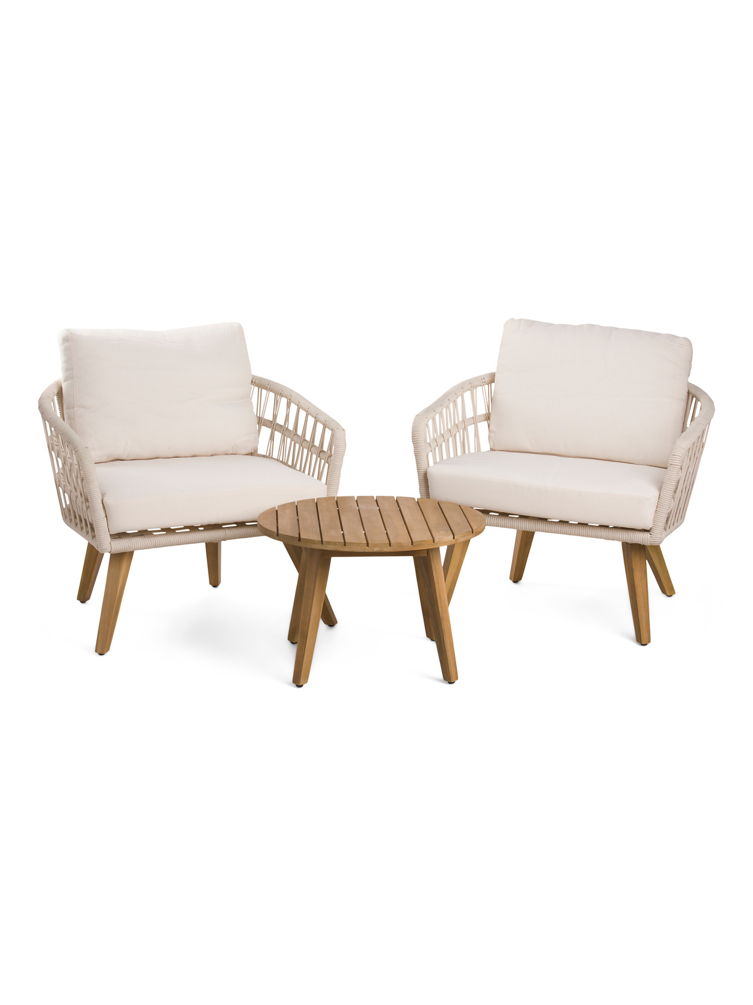 3pc Outdoor Rope And Acacia Furniture Set | TJ Maxx