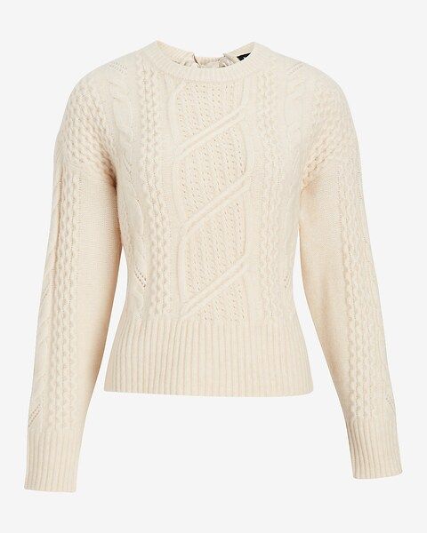 Cable Knit Satin Tie Back Sweater | Express