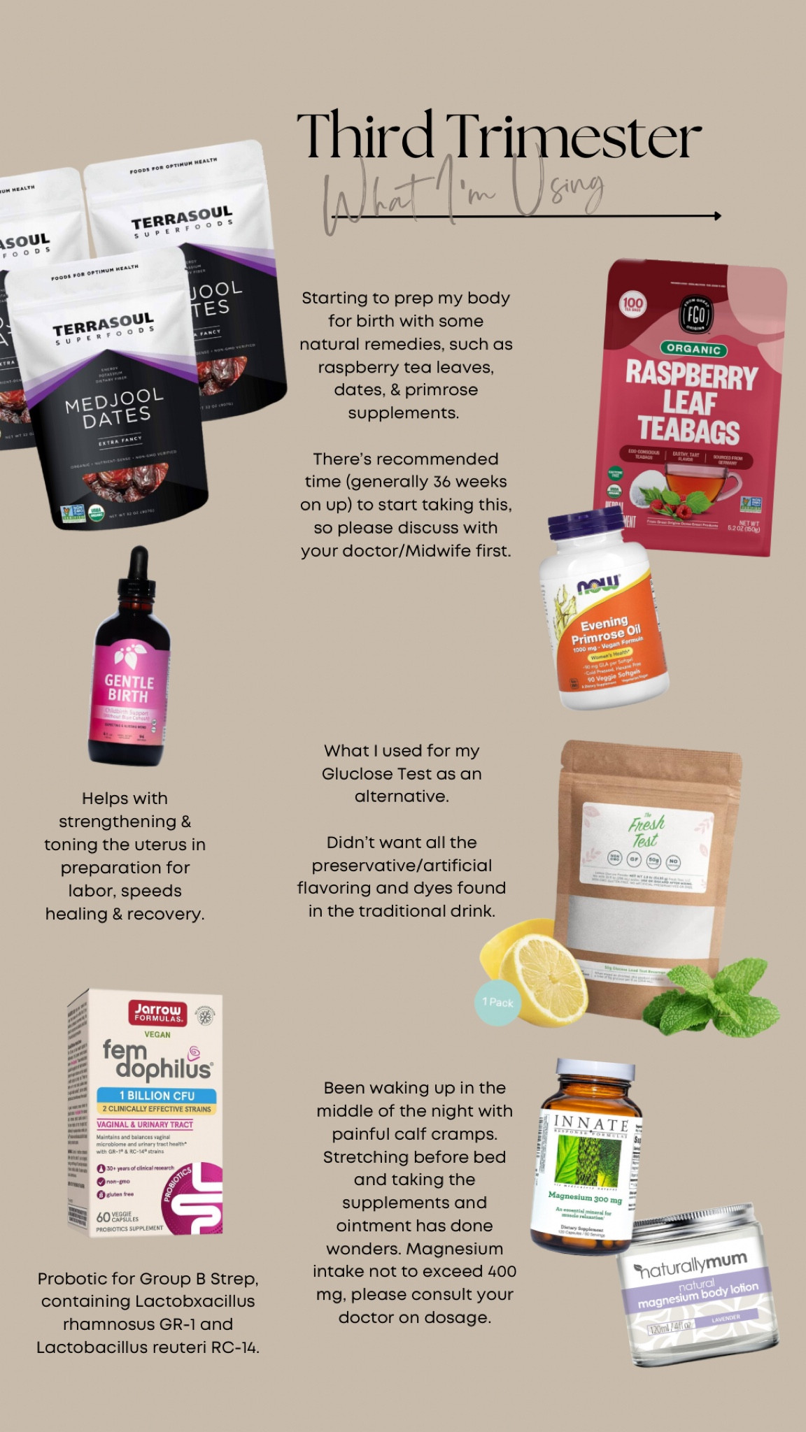 Third Trimester products in using 

Pregnancy journey, pregnancy vitamins, natural remedies for pregnancy, prenatal  vitamins, prenatal magnesium remedy, Guclose test alternative, fresh test

#LTKbump #LTKbaby