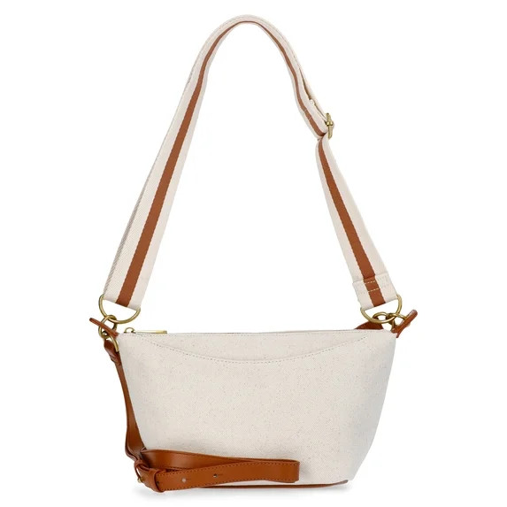 Free Assembly Women's Canvas Crossbody Handbag, Natural | Walmart (US)