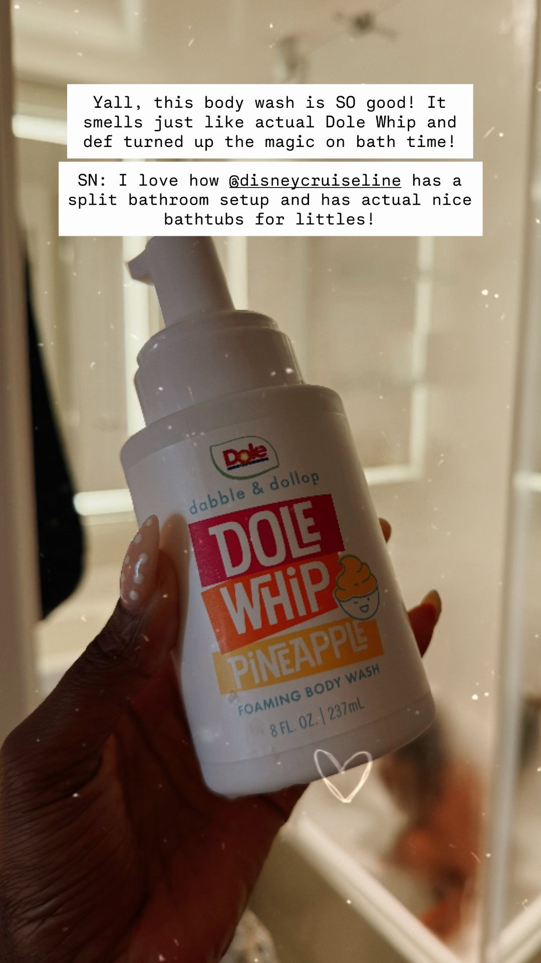Yall, this body wash is SO good! It smells just like actual Dole Whip and def turned up the magic on bath time!

SN: I love how @disneycruiseline has a split bathroom setup and has actual nice bathtubs for littles!

#LTKmomlife #LTKKids #LTKselfcare