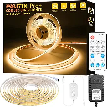 COB LED Strip Light 2700K,PAUTIX 16.4ft Dimmable 2520LEDs DC24V Warm White LED Strip Lights,High ... | Amazon (US)