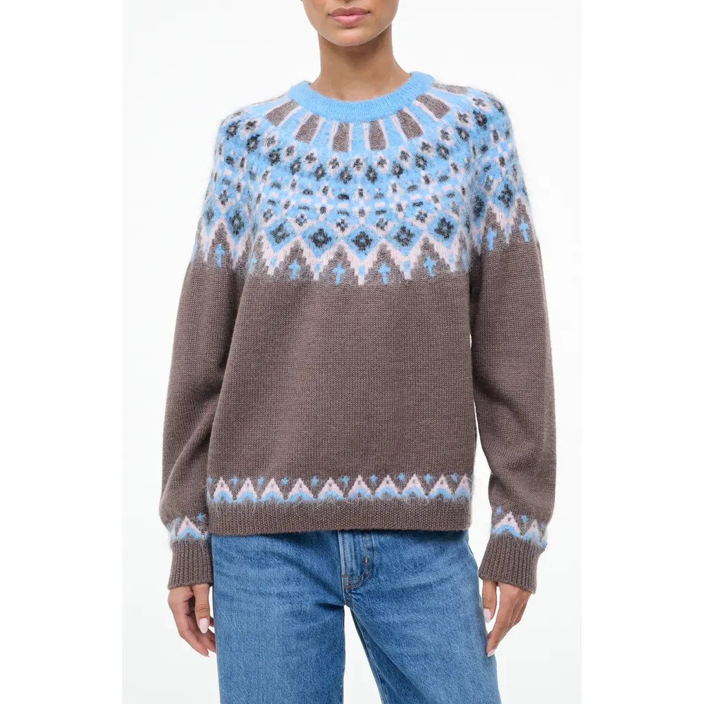 STAUD Zane Fair Isle Wool Blend Sweater in Banff at Nordstrom, Size Large | Nordstrom