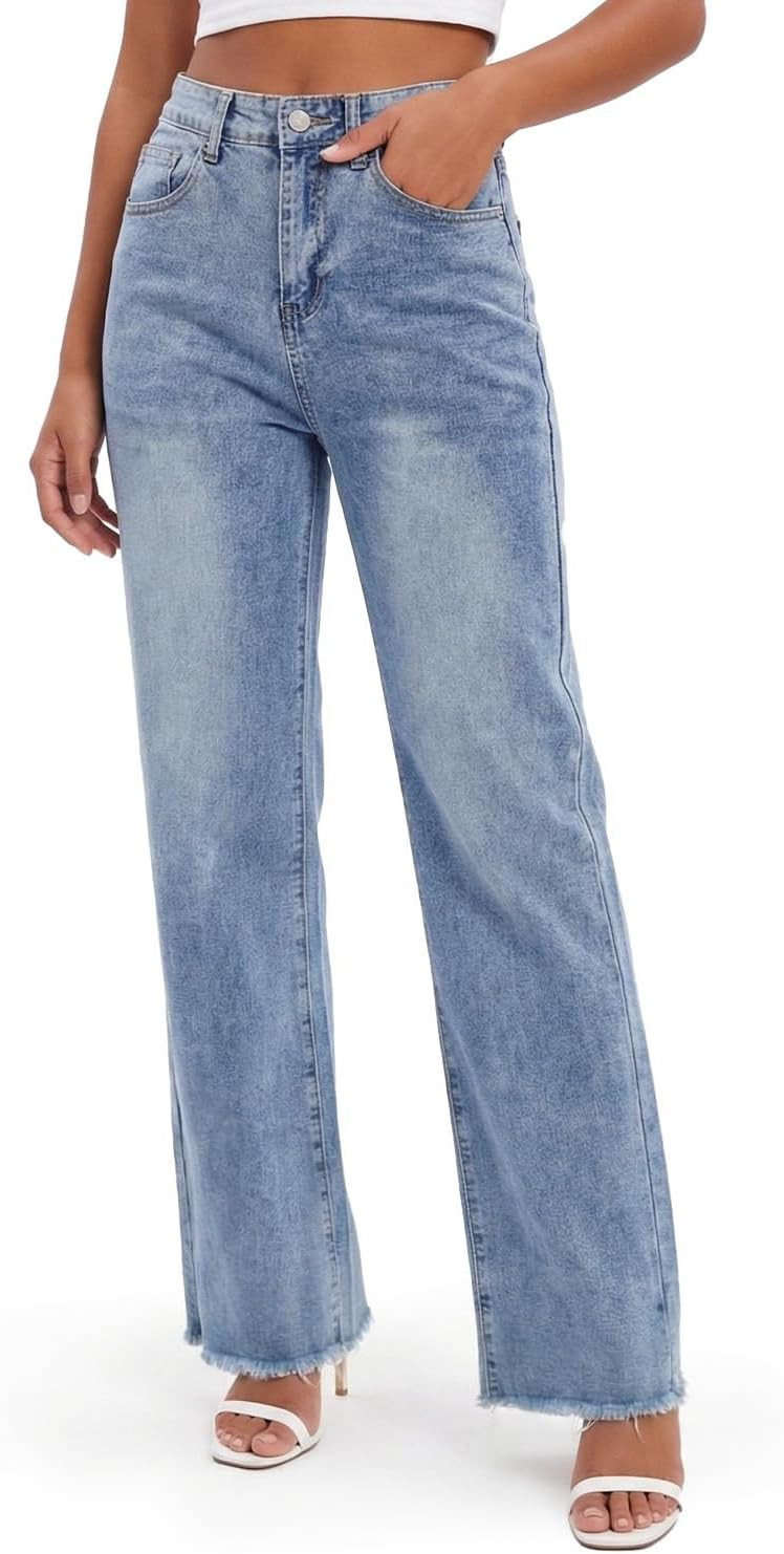 Zylioo Tall Womens Jeans 32/34 Inseam Straight Leg Stretch Denim | Amazon (US)