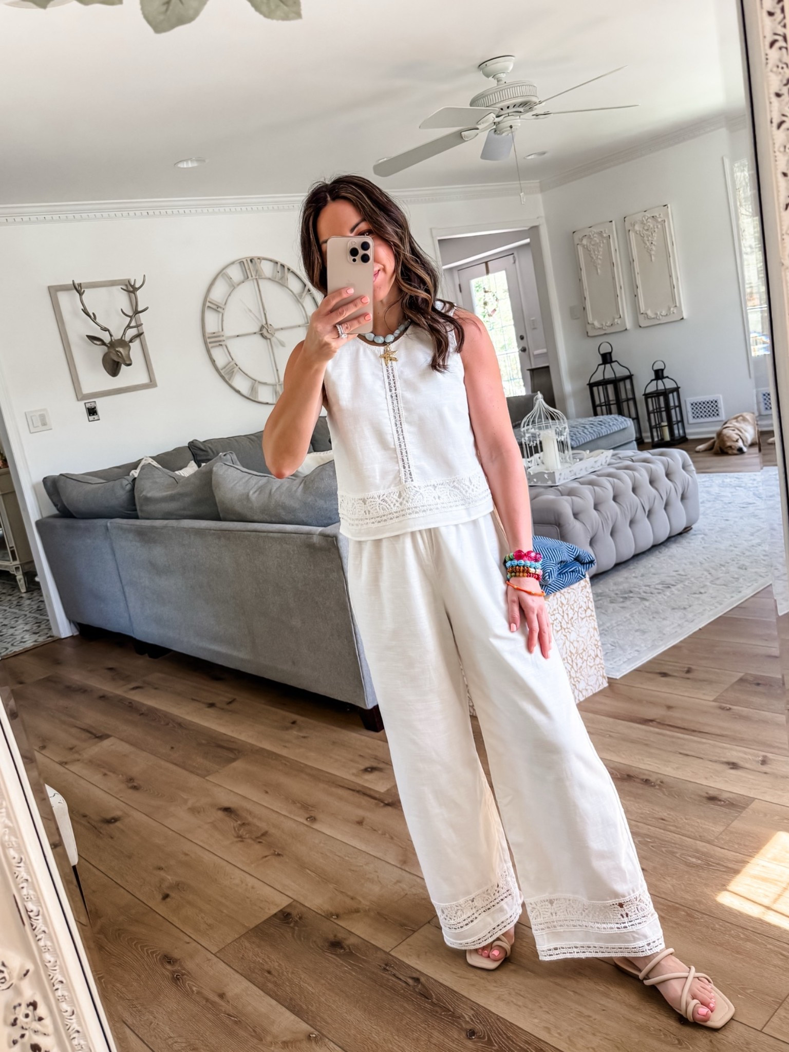 White linen set. Tank XS. White pants small.

#LTKOver40 #LTKPetite