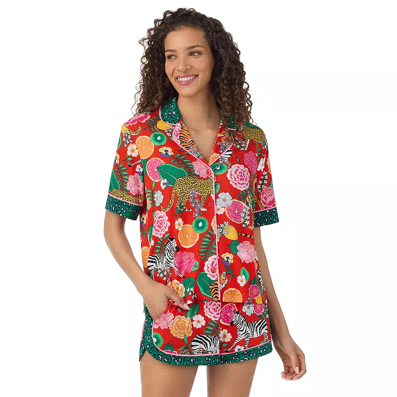 Women's Beauty Sleep Social Cozy Jersey Notch Pajama Top & Pajama Shorts Set | Kohl's