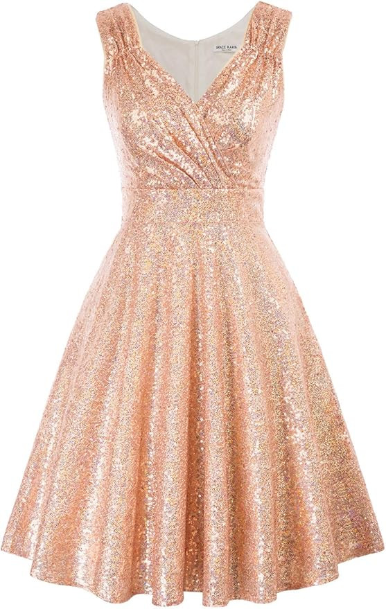 GRACE KARIN Women's 50s 60s Vintage Sleeveless V-Neck Cocktail Swing Dress | Amazon (US)