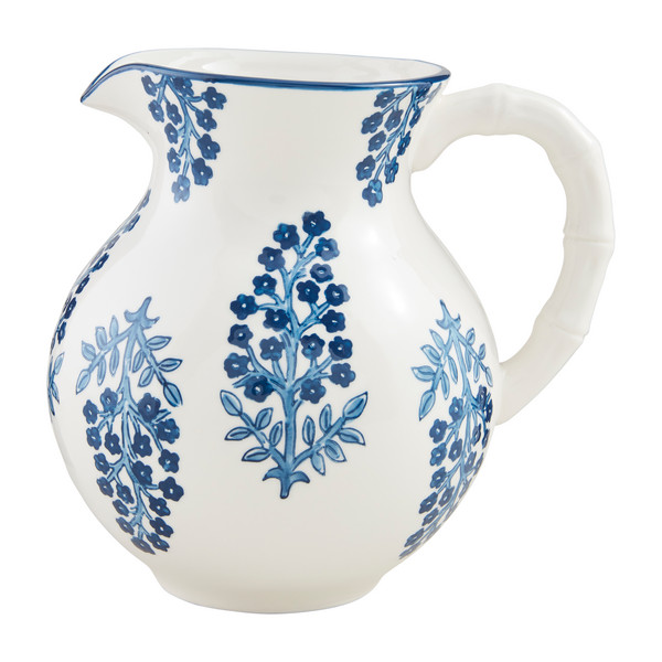 Blue Block Print Pitcher | Mud Pie