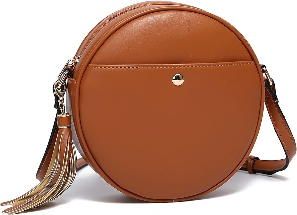 CATMICOO Round Crossbody Purses for Women Circle Bag with Tassel | Amazon (US)