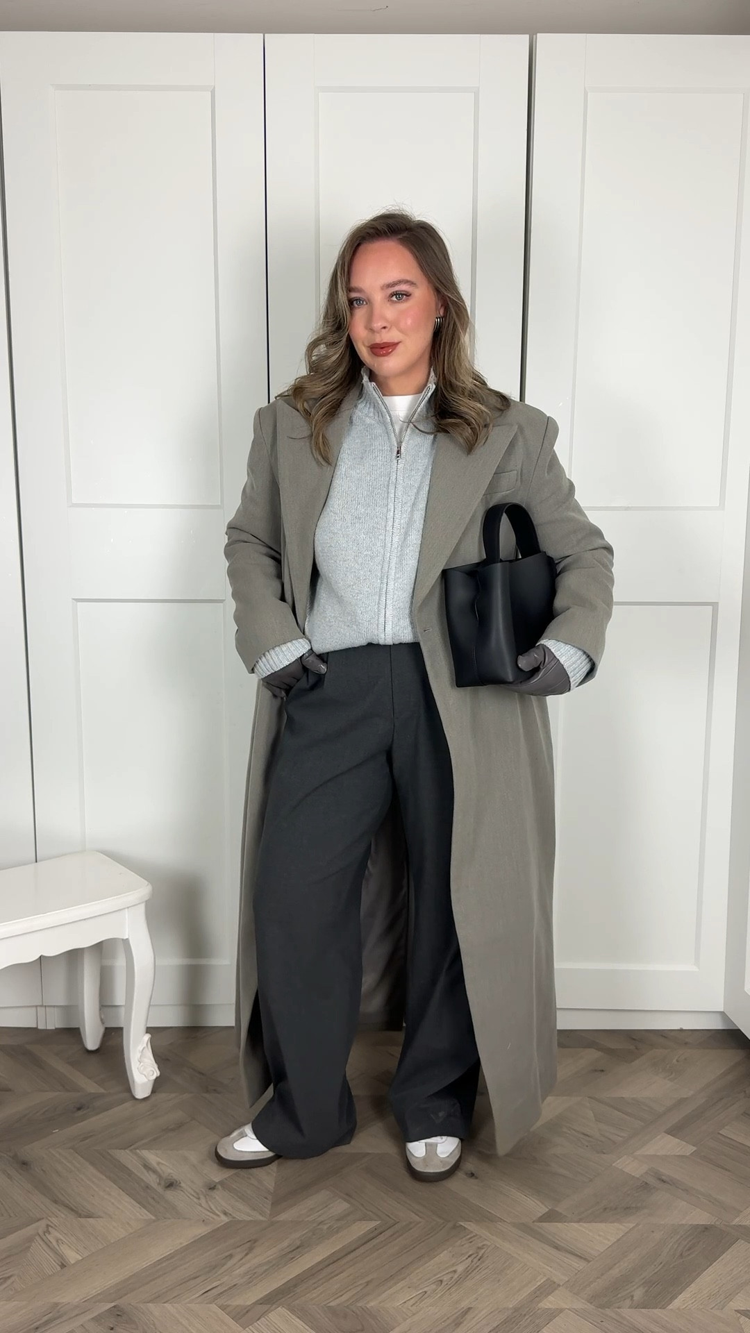 a smart casual weekend look in 50 shades of grey 👀

I wear a small in the tshirt, a medium in the knit and a large in the trousers. I’ve linked alternatives to my coat which is old from because of Alice 

#LTKautumn #LTKwinter #LTKmidsize
