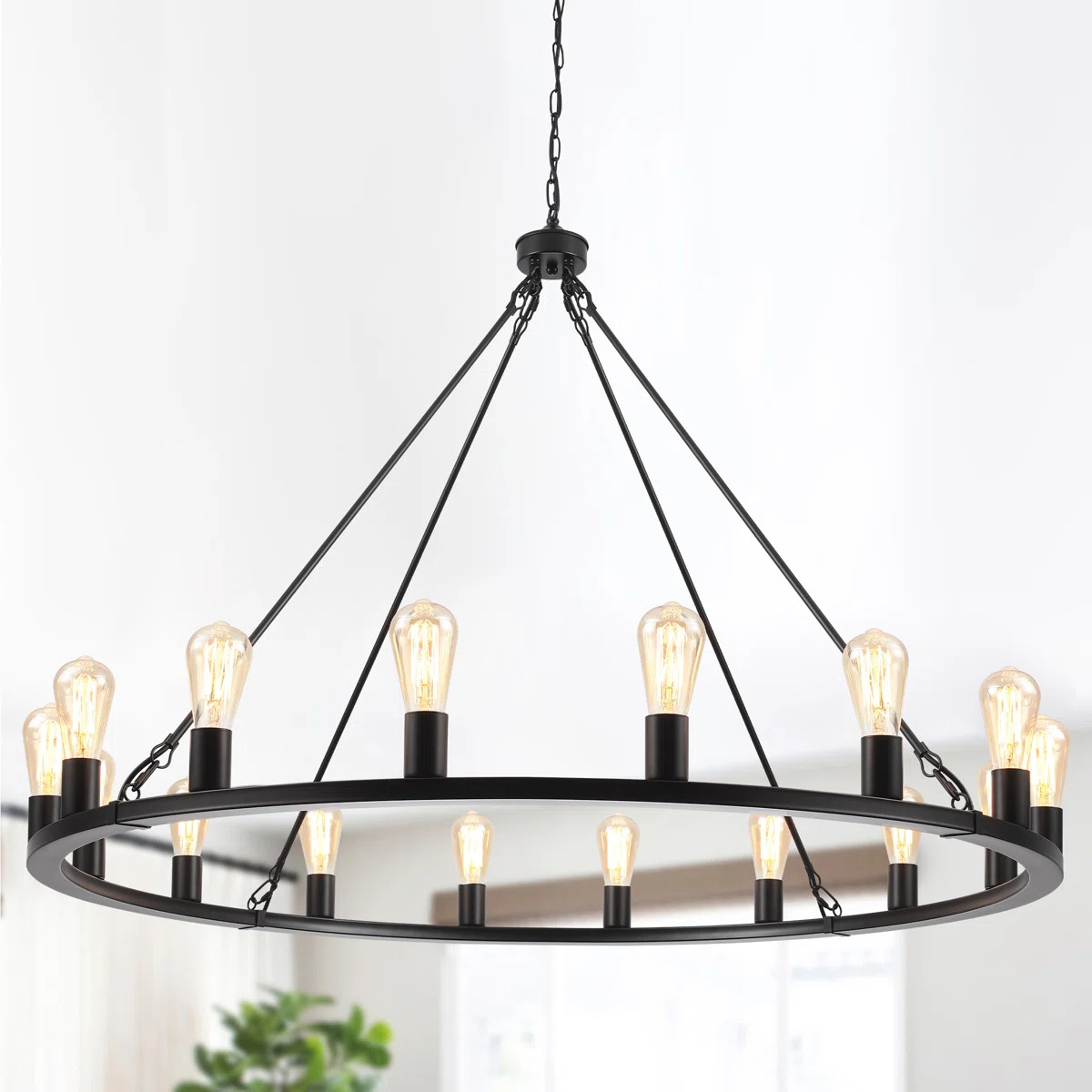 16 - Light 31 inch Dimmable Modern Farmhouse Wagon Wheel Chandelier for Living Room Kitchen Islan... | Wayfair North America