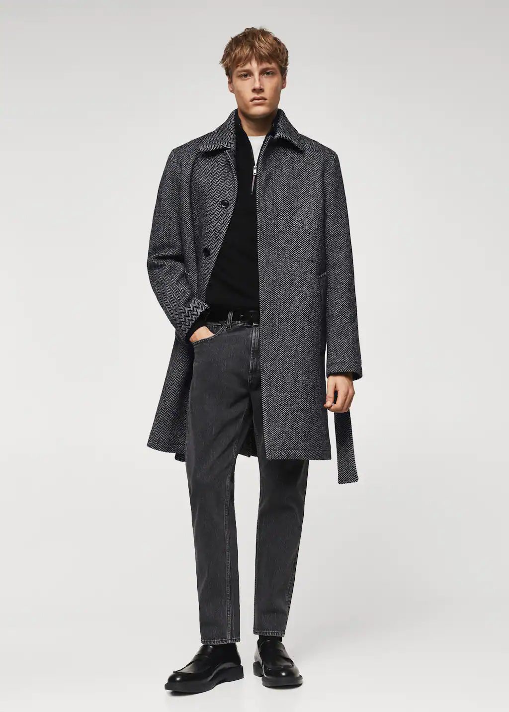 Herringbone pattern wool coat -  Men | Mango Man USA | MANGO (US)