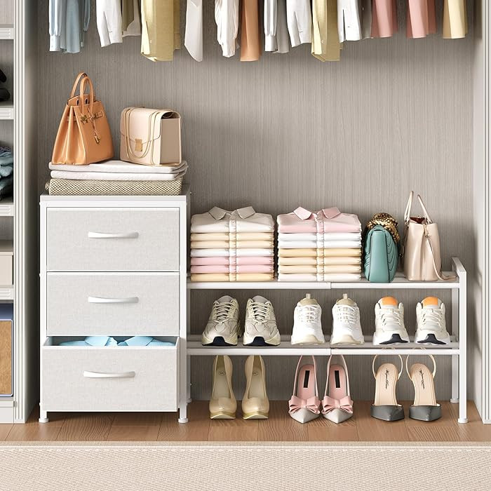 Cidaziya Expandable Closet Organizers and Storage, White Fabric Storage Dresser, 3 Drawer Dresser... | Amazon (US)