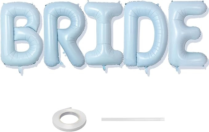 40 Inch Baby Blue BRIDE Balloons, Large Light Pastel Bride Foil Helium Balloon Banner for Bachelo... | Amazon (US)