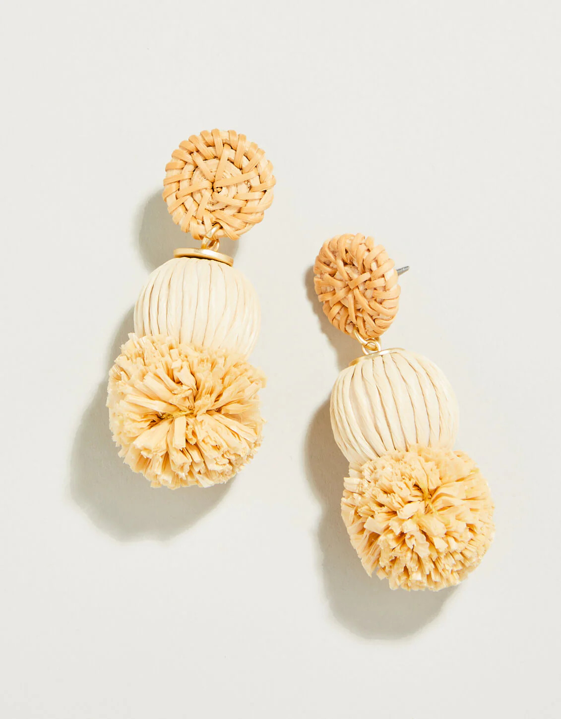 Straw Pom Earrings Natural | Spartina 449