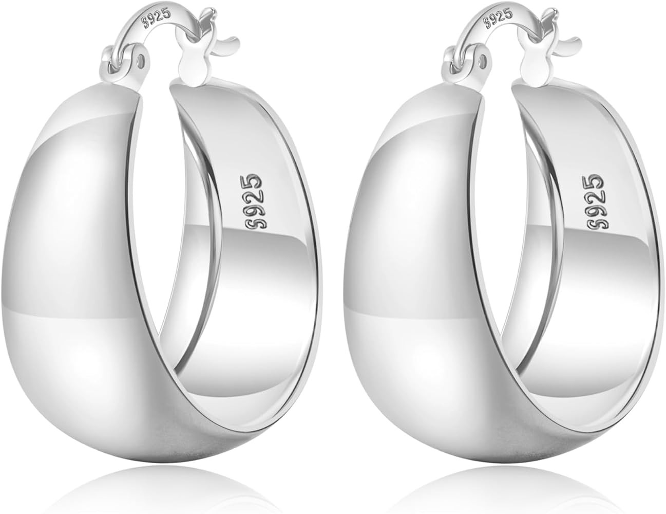 EXGOX Gold Hoop Earrings for Women Sterling Silver Post Hoops Earrings for Women Wide Thick Silve... | Amazon (US)