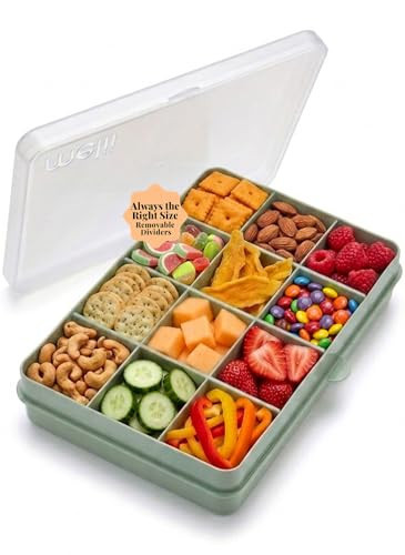melii Snackle Box – 12-Compartment Divided Snack Container, BPA-Free Food Storage, Removable Dividers, Perfect for Kids Snacks, Arts & Crafts, Beads, and Kitchen Organization (Sage) | Amazon (US)