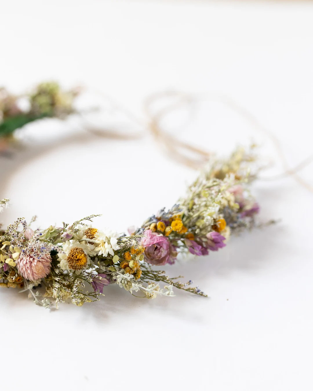 Flower Crown Ranunnculus & Lavender Dried / Dry Flower Wedding, Rustic Boho Brides, Bridesmaid bo... | Etsy (US)