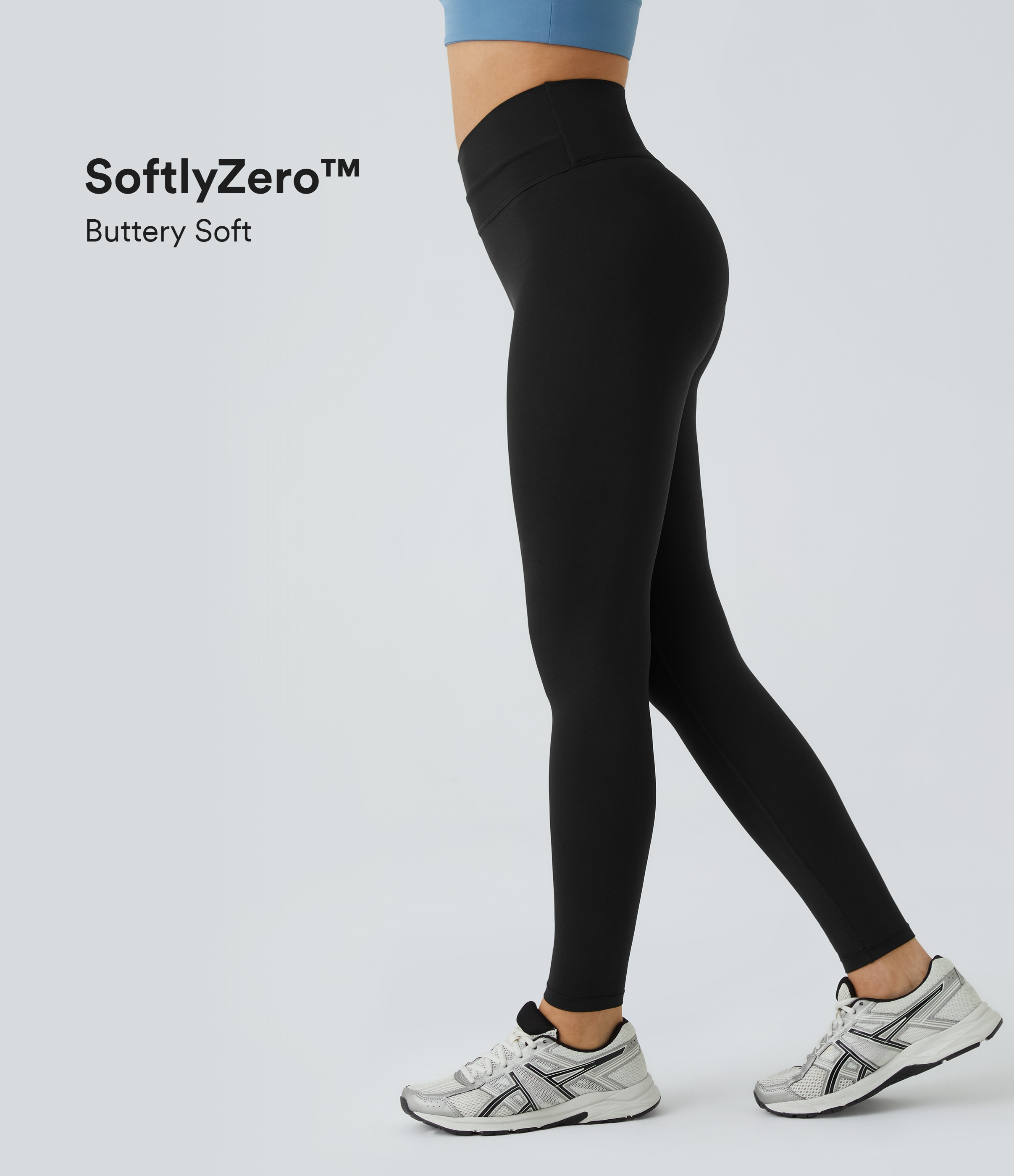 Halara SoftlyZero™ Crossover Color Block Leggings-UPF50+ - Black - L(7/8) gym leggings leggings with pockets leggings with butt lift | HALARA