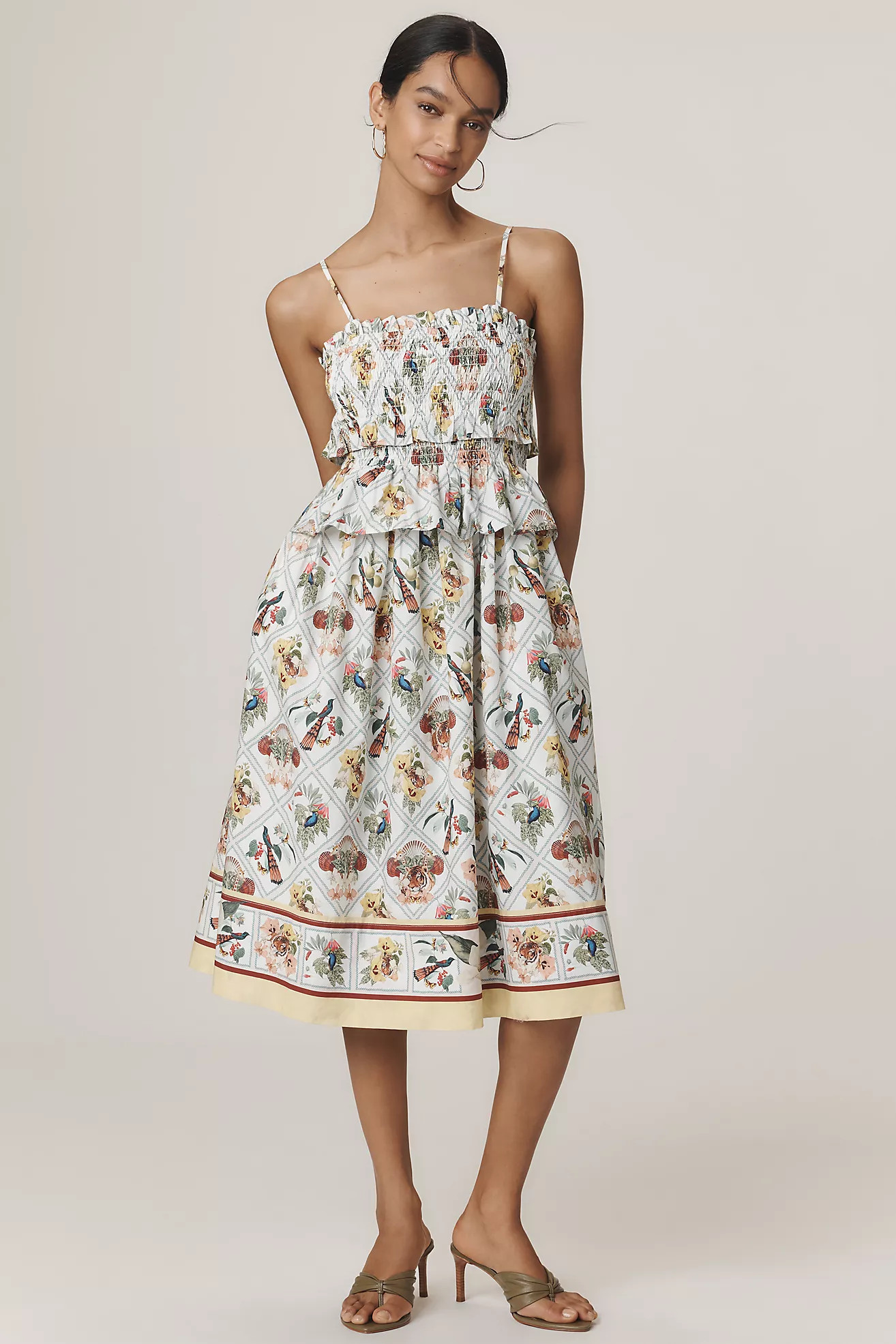 By Anthropologie Smocked Peplum Midi Dress | Anthropologie (US)