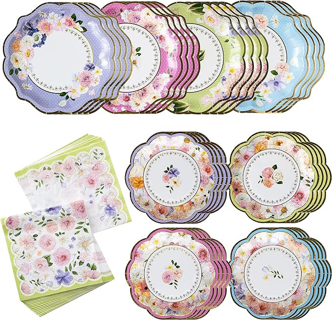 Kate Aspen Tea Party Decorations, Colorful Pastel Plates And Napkins Garden Party Supplies for Ad... | Amazon (US)