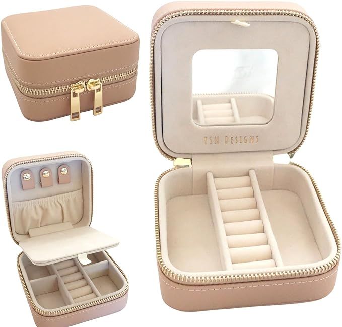 YSM Designs Travel Jewelry Organizer Box, Travel Jewelry Case | Small Jewelry Box for Women, Jewe... | Amazon (US)