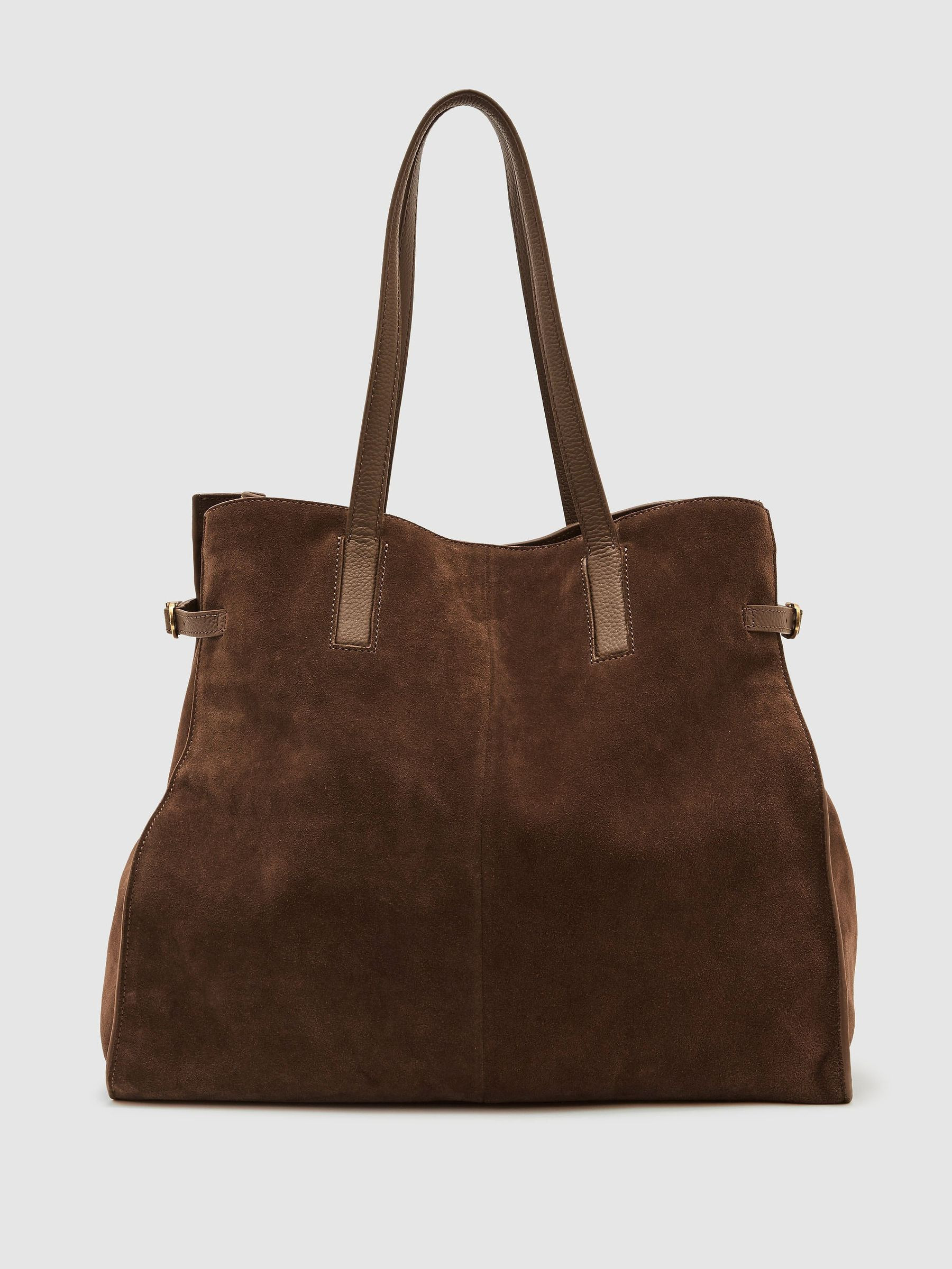 Reiss Suede Oversized Tote Bag in Tan - REISS | Reiss UK