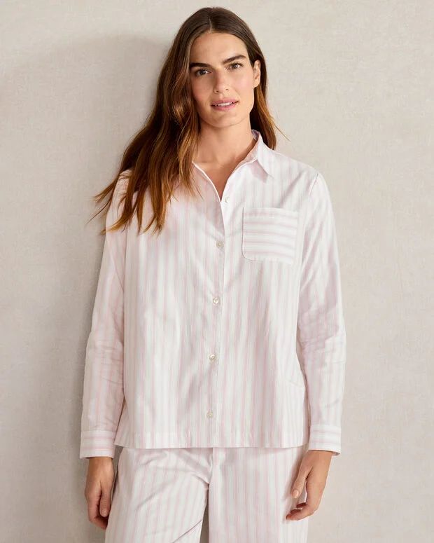 Organic Cotton Flannel Striped Pajama Shirt | Talbots