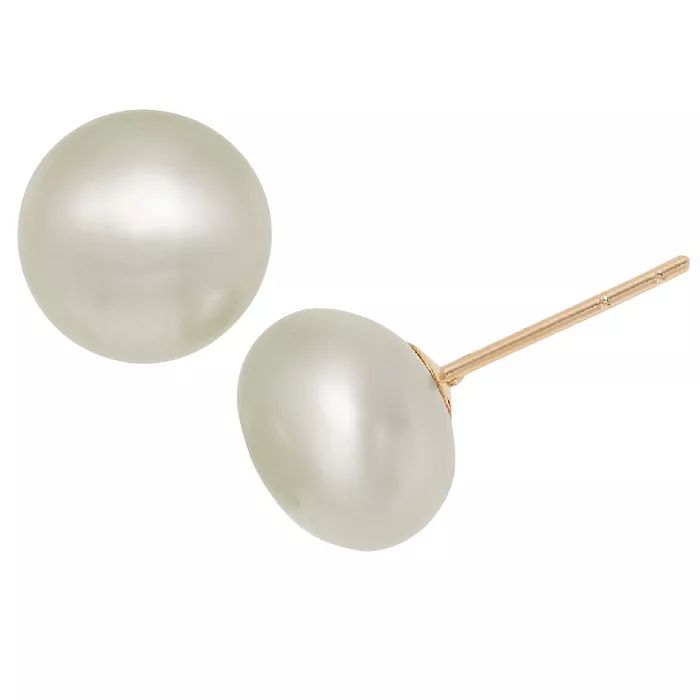 14k Yellow Gold Freshwater Pearl Stud Earrings | Target