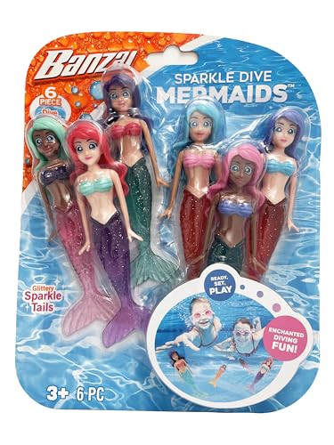BANZAI 6 Piece Sparkle Mermaid Dive Toys - Glittery Sparkle Tails - 6 Pack | Amazon (US)