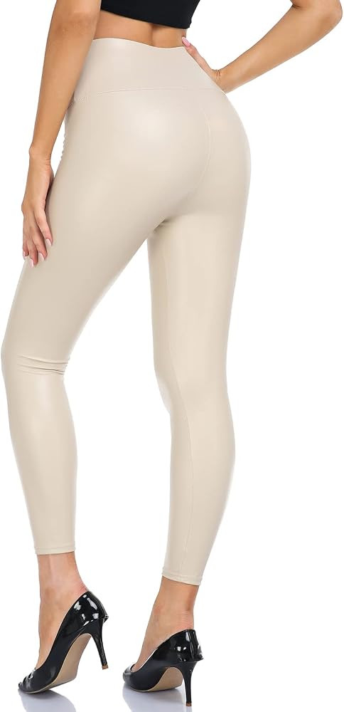 VOGUEMAX Women's Faux Leather Leggings High Waisted Pleather Pants for Women Black Stretchy Sexy ... | Amazon (US)