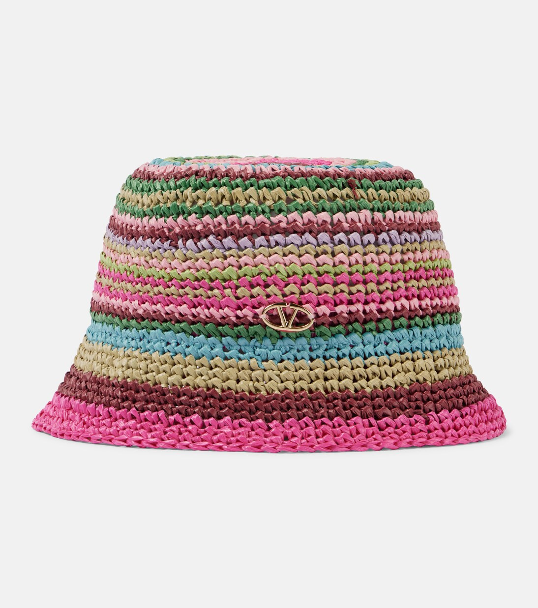 VLogo Signature striped crochet bucket hat | Mytheresa (US/CA)