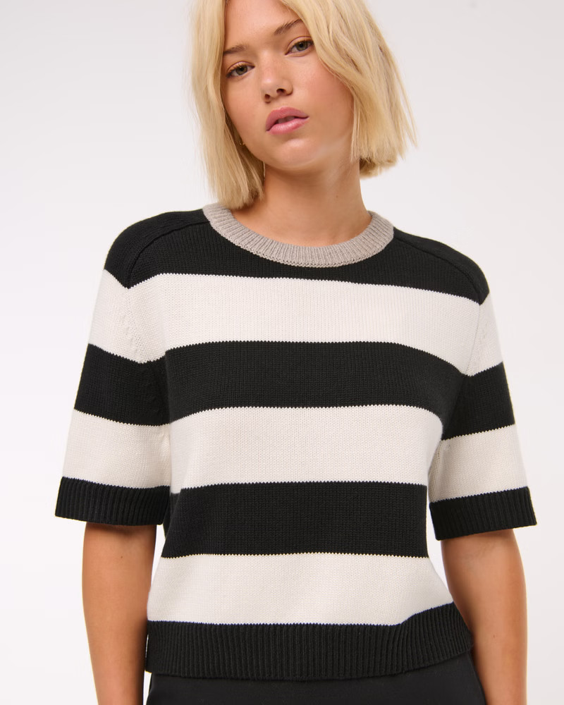 Women's The A&F Madeline Textural Crew Sweater Tee | Women's Tops | Abercrombie.com | Abercrombie & Fitch (US)