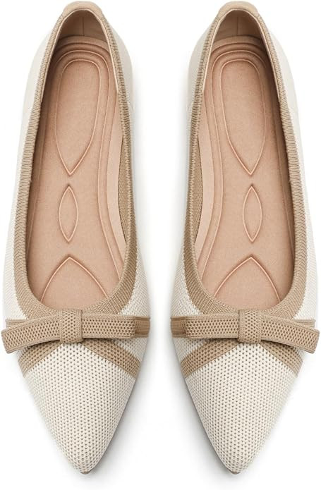 Flats for Women Pointed Toe Knit Foldable Ballet Women's Flat Shoes Dressy Comfortable Slip On Wo... | Amazon (US)