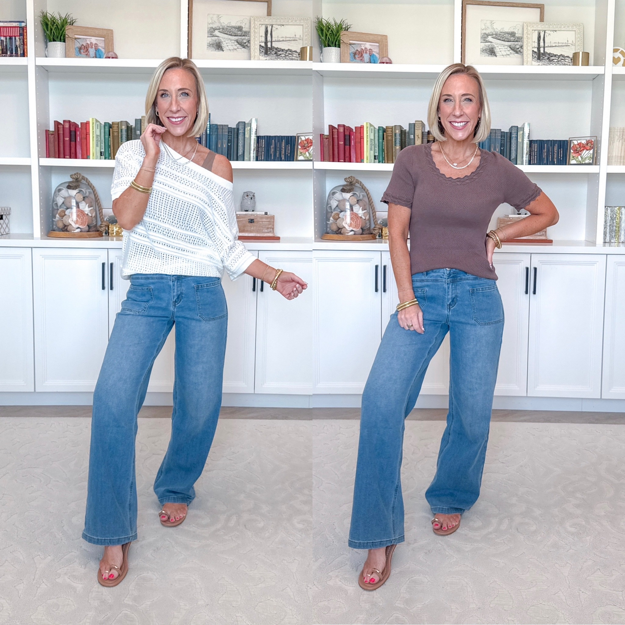 Amazon - spring sales & summer sweaters. 1. Adjustable Waist Wide Leg Jeans - size XS, Regular. 5 colors (this is “Light Blue”). Has a coupon. 2. Short Sleeve Crochet Sweater - size Small. 6 colors. 3. Short Sleeve Scoop Neck Sweater - size Small. 6 colors. 

 

#LTKSeasonal #LTKOver40 #LTKSaleAlert