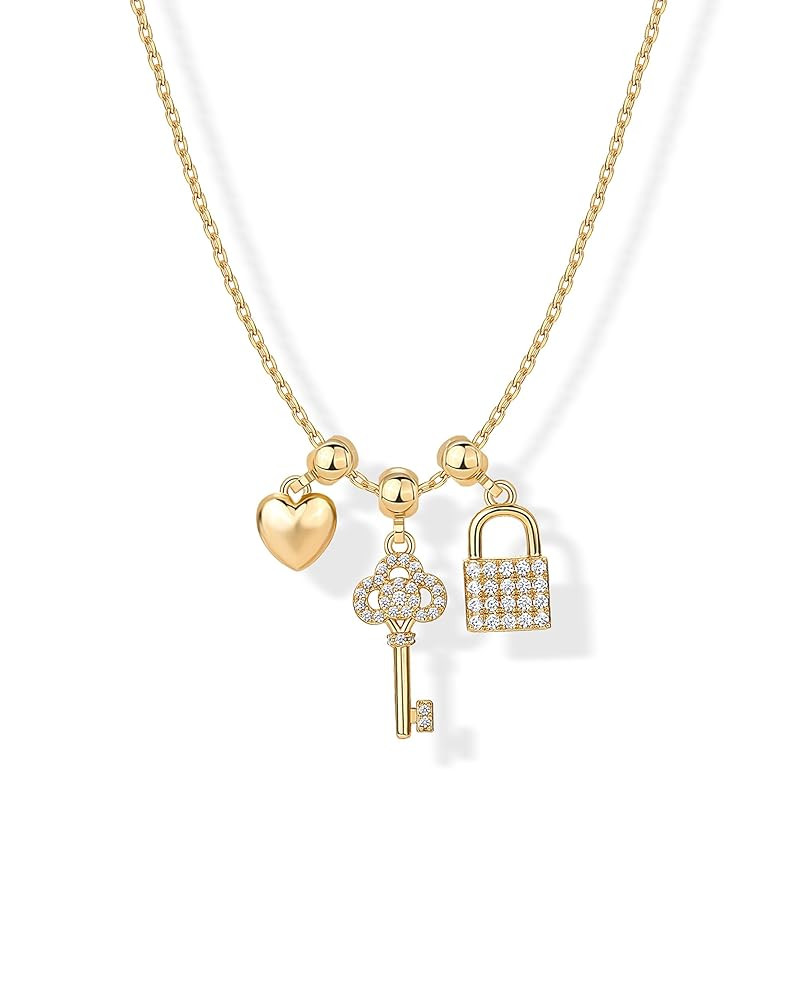 PAVOI 14K Gold Plated Dainty Necklace with Charms Set - Hypoallergenic Adjustable Chain Gold Char... | Amazon (US)