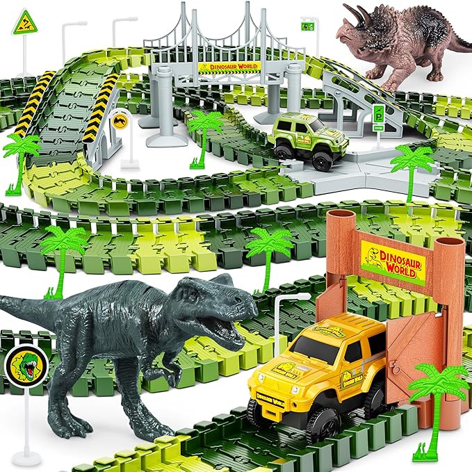 Dinosaur Tracks, 271 PCS Create A Dinosaur World Road Race for Kids Boys Toys Flexible Train Trac... | Amazon (US)
