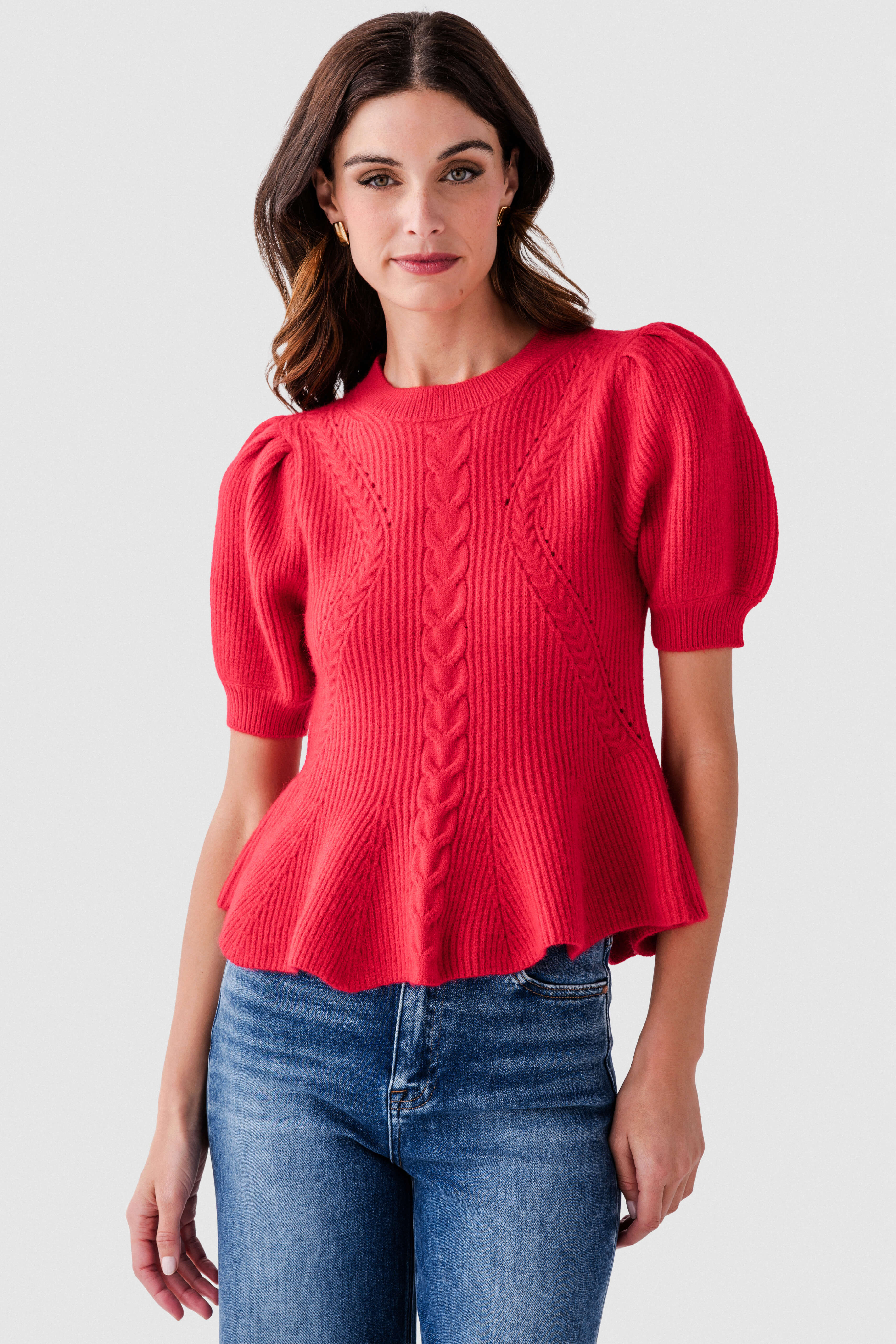 Strut & Bolt Flared Puff Sleeve Knit Top | Social Threads