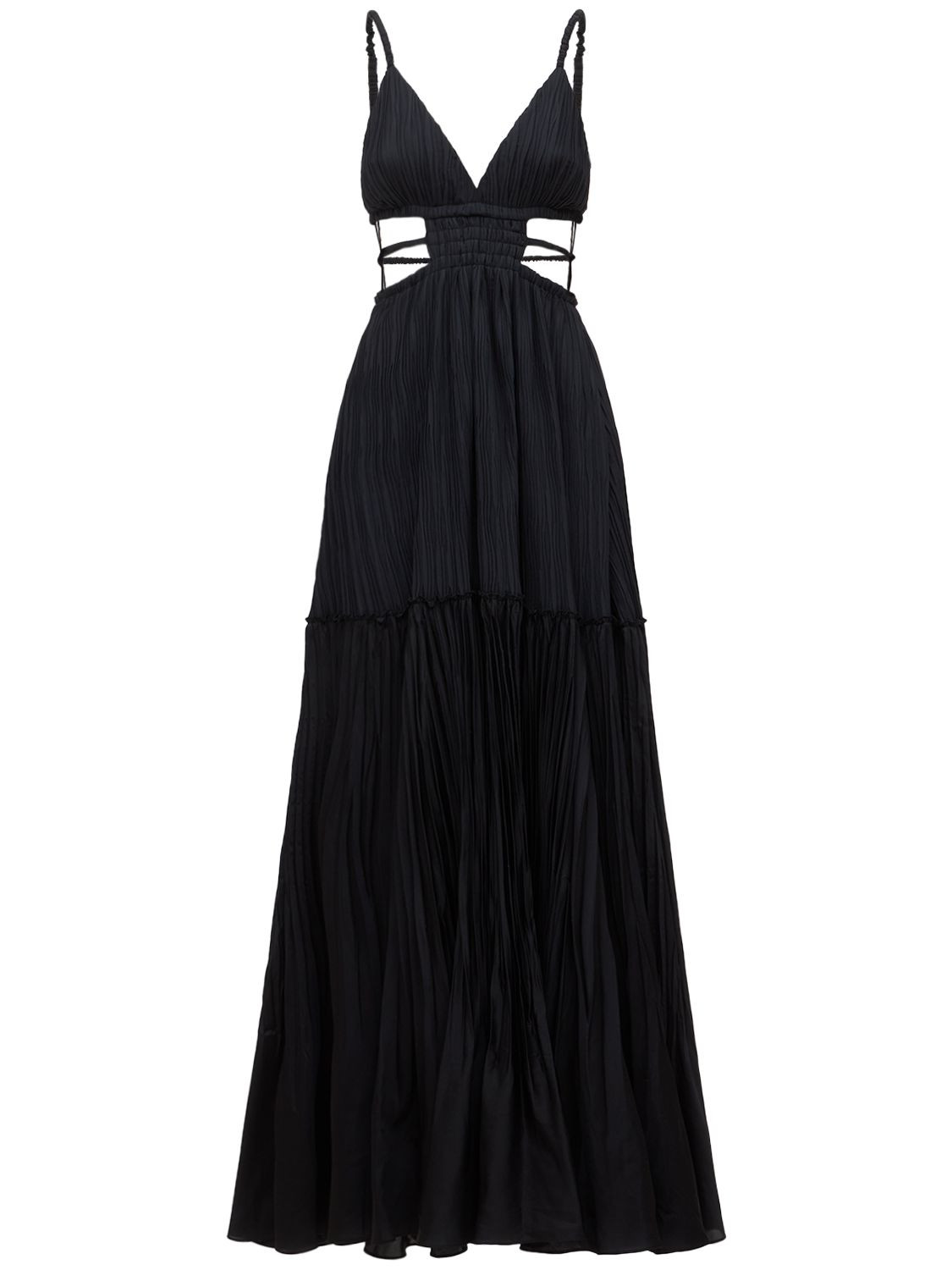 Jonathan Simkhai - Liz mushroom pleated long dress - Black | Luisaviaroma | Luisaviaroma