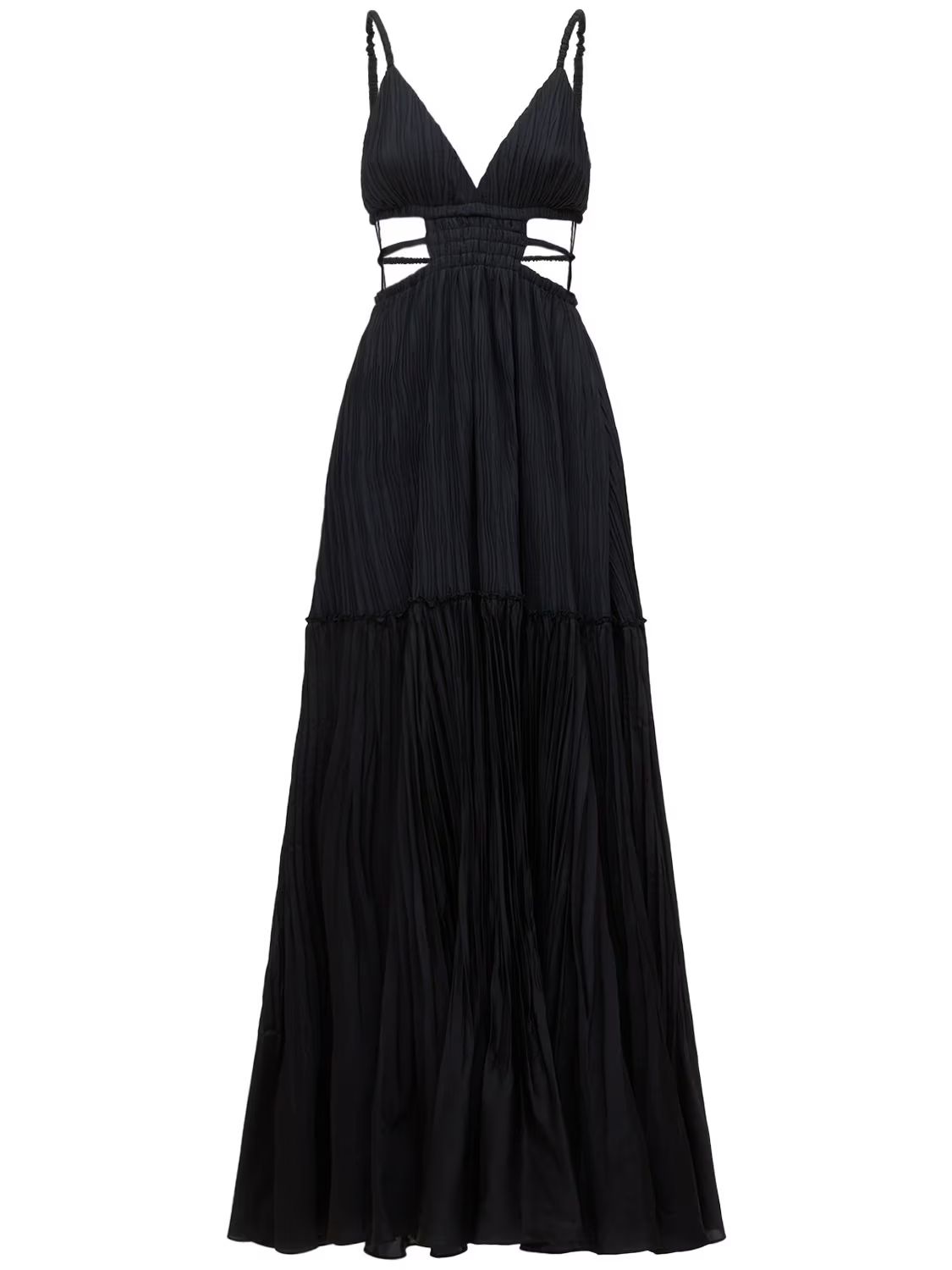 Jonathan Simkhai - Liz mushroom pleated long dress - Black | Luisaviaroma | Luisaviaroma