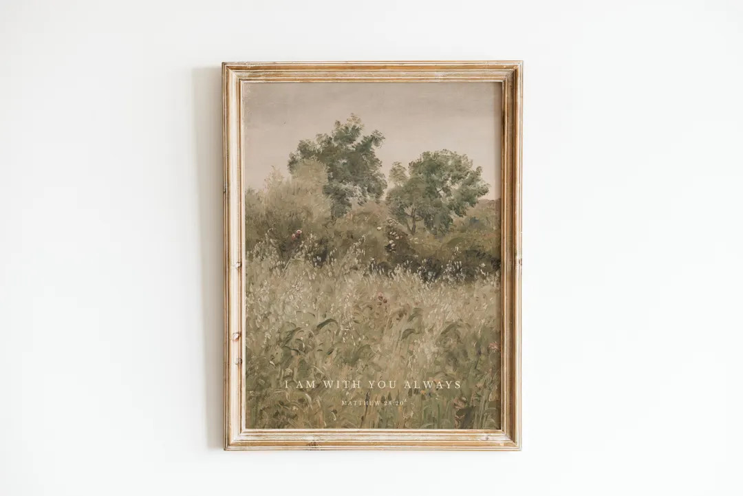 Christian Wall Art, With You Always, Matthew 28:20, Countryside Landscape Painting, Scripture Bib... | Etsy (US)