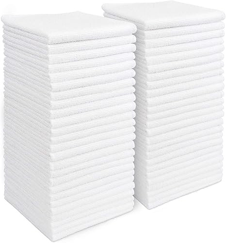 AIDEA Microfiber Cleaning Cloths White-50PK, Strong Water Absorption, Lint-Free, Scratch-Free, St... | Amazon (US)
