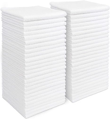 AIDEA Microfiber Cleaning Cloths White-50PK, Strong Water Absorption, Lint-Free, Scratch-Free, St... | Amazon (US)