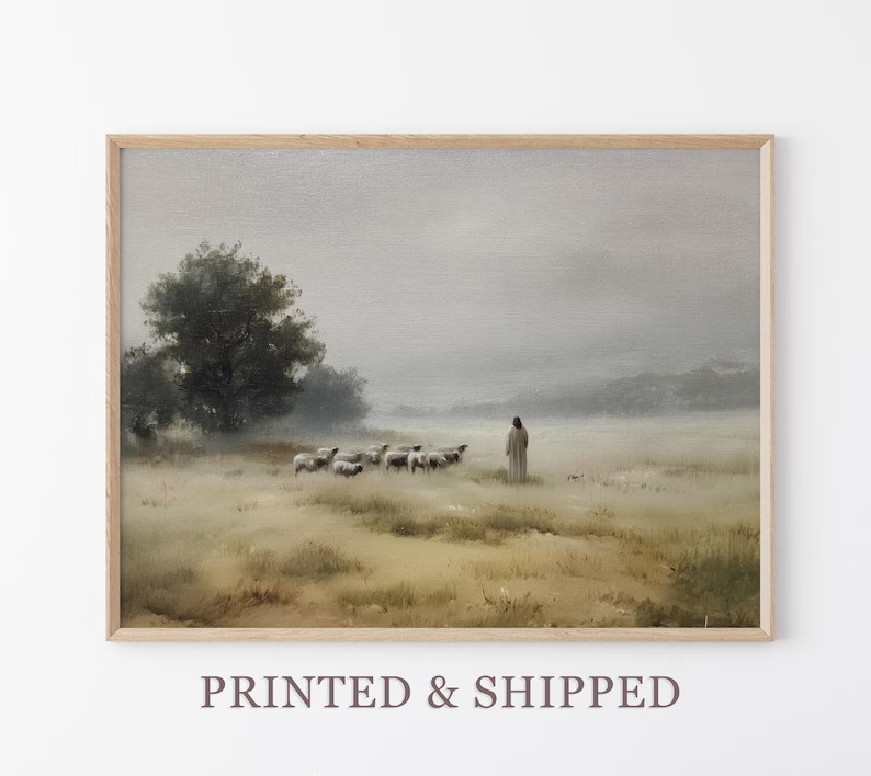 Vintage the Lord is My Shepherd Oil Painting Print | Jesus Leaves 99 | Christian Art | Jesus Chri... | Etsy (US)