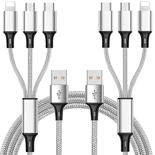 Multi Charging Cable, (2Pack 5FT) Multi USB Charger Cable Aluminum Nylon 3 in 1 Universal Multipl... | Amazon (US)