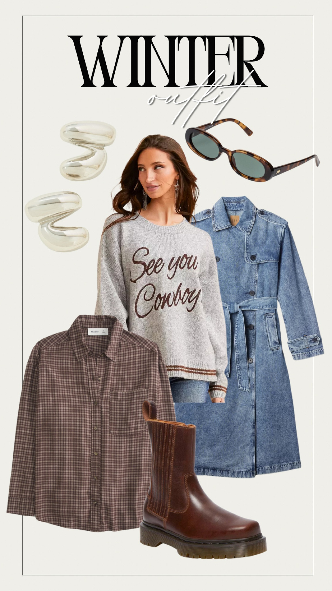 Winter outfit ❄️🌨️

Denim coat, sweater, jewelry, earrings, sunglasses, dr.martens, casual winter outfit, casual outfit

#LTKSeasonal #LTKFindsUnder100 #LTKStyleTip