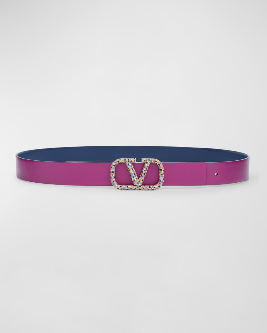 Valentino V-Logo Signature Reversible Leather Belt | Neiman Marcus
