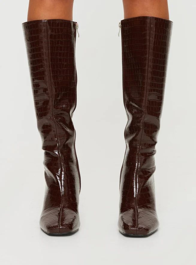 Alexx Knee High Boots Burgundy | Princess Polly US