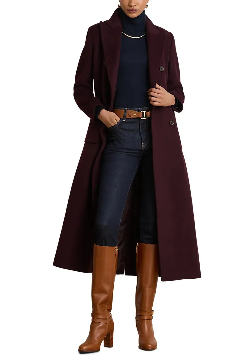 Double Breasted Longline Wool Blend Coat (Women) | Nordstrom | Nordstrom