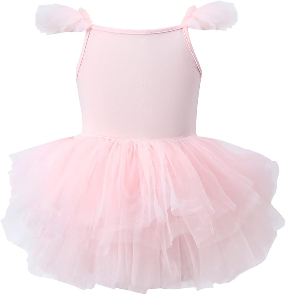 Girls Dance Tutu Dresses Ruffle Sleeve Snap Crotch Ballet Leotards | Amazon (US)